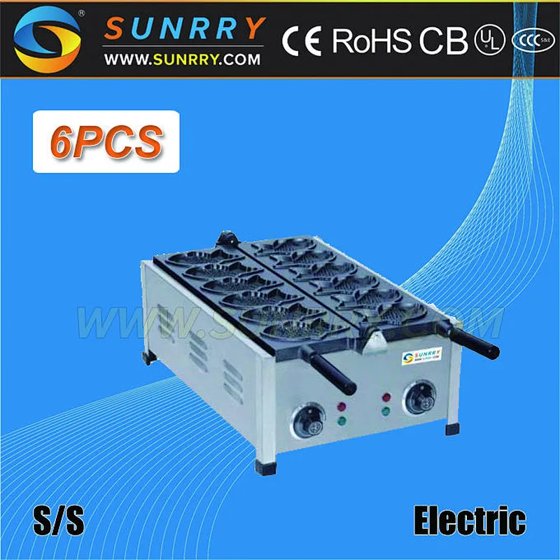 Automatic electric 6 pcs of mini fish snack machine waffle stick maker for sale