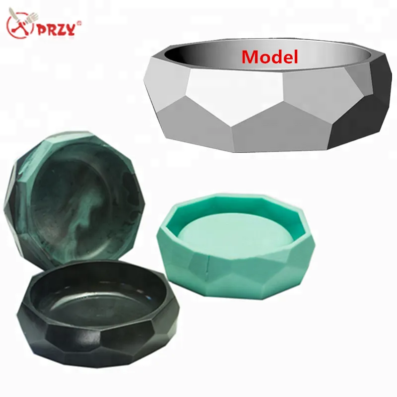 PRZY large concrete Ashtray silicone molds cement bowl mould Concrete tray office decorations Molds