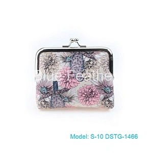 Bird Flower Printing PU Leather Clip Case Coin Bag Clutch Bag