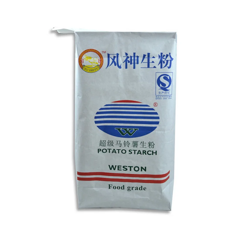 Custom white kraft paper valve pocket for raw powder, flour packing