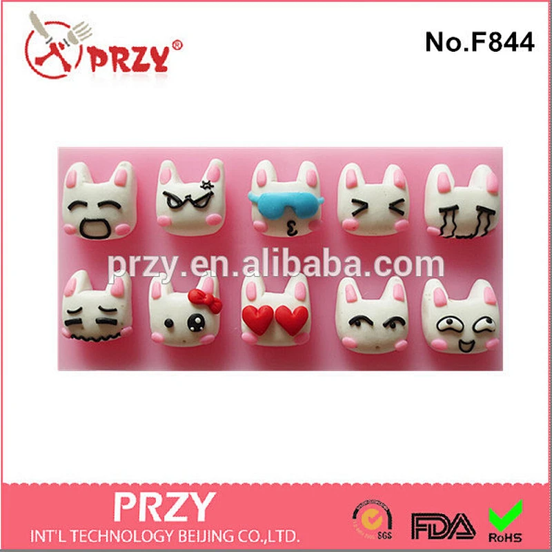 Model F844 cat silicone mold , kitty silicone fondant mold for sale