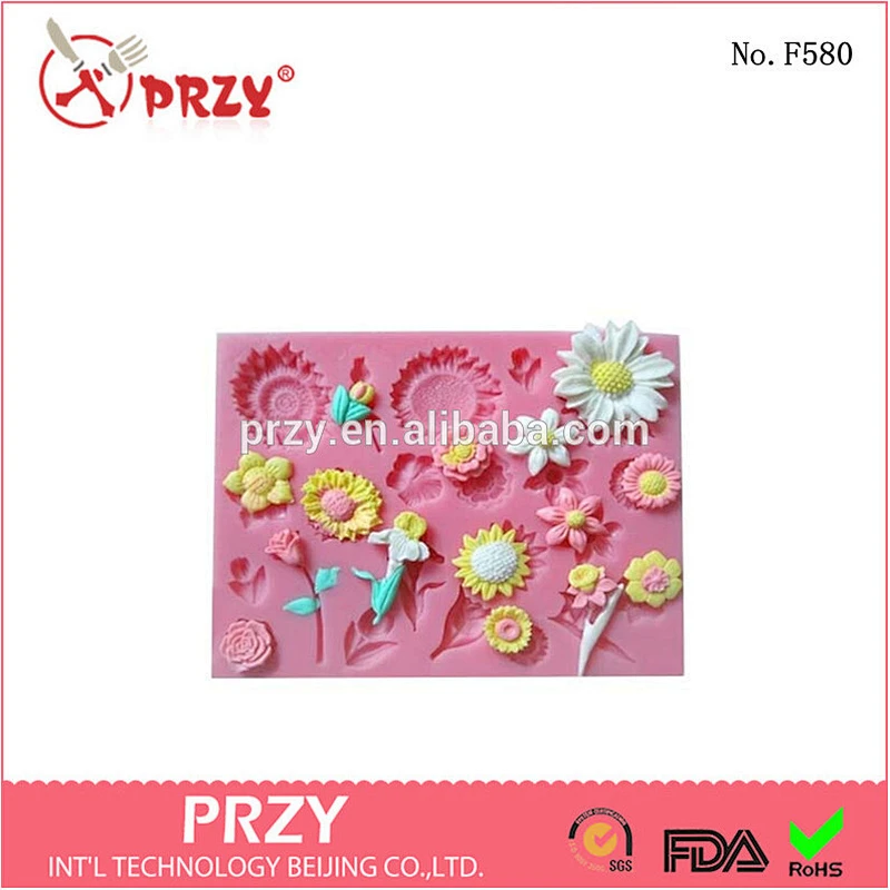 F580 PRZY wholesale cheap fondant sunflower silicone mold