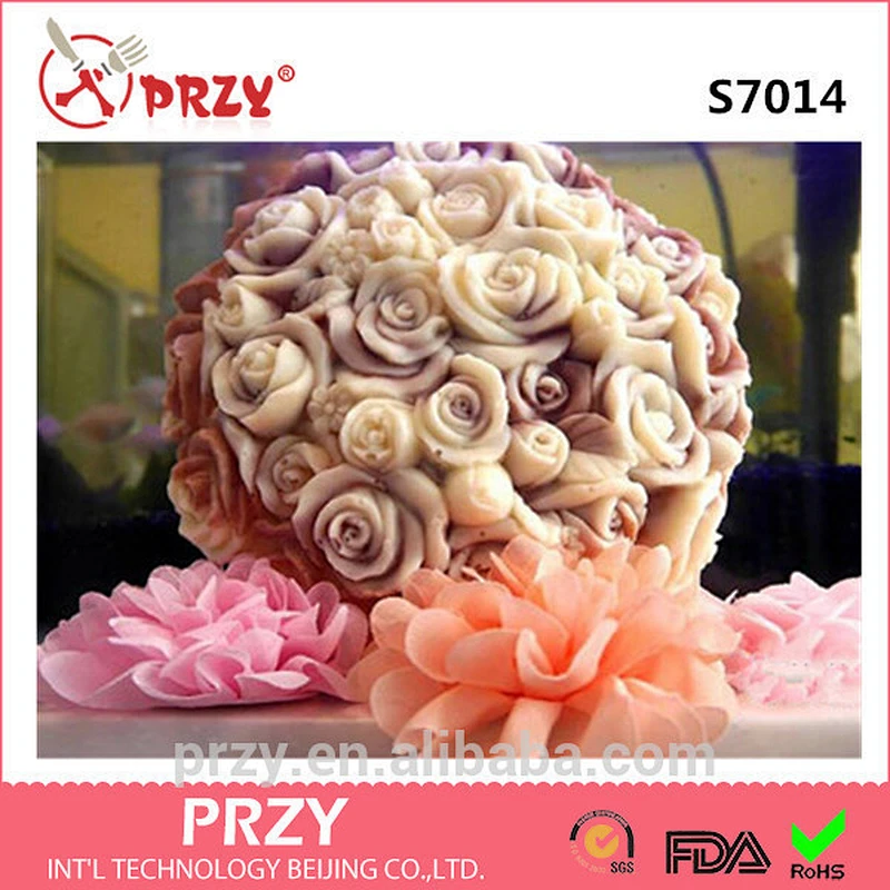 S7014 DIY handmade 3d Flower Bouquet molds for soap Flower Bouquet flower candle molds