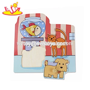 2018 Wholesale new wood material educational knob puzzles 3d wood puzzles for baby W14M145
