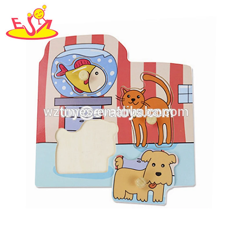2018 Wholesale new wood material educational knob puzzles 3d wood puzzles for baby W14M145