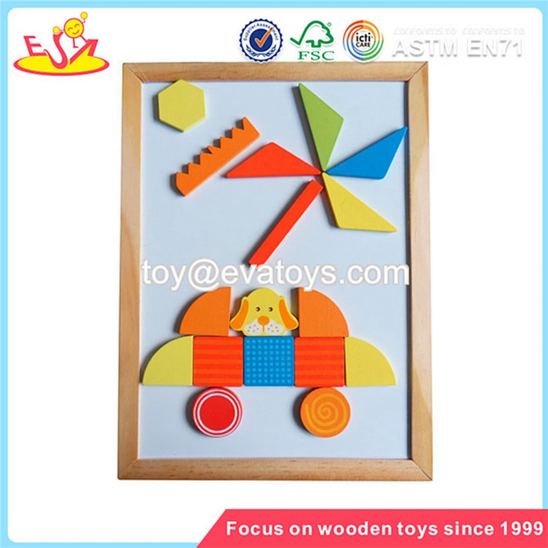 Wholesale new design creative kids wooden magnet jigsaw toy for teaching aid baby W14A091