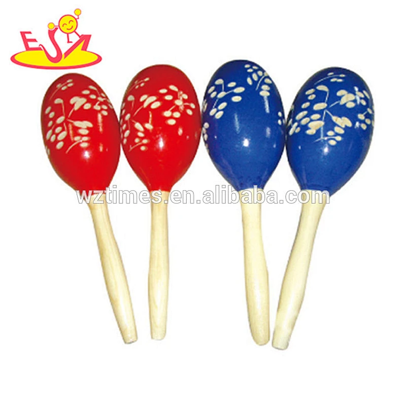 Wholesale cheap baby wooden musical maracas most popular kids wooden musical maracas for sale W07I054