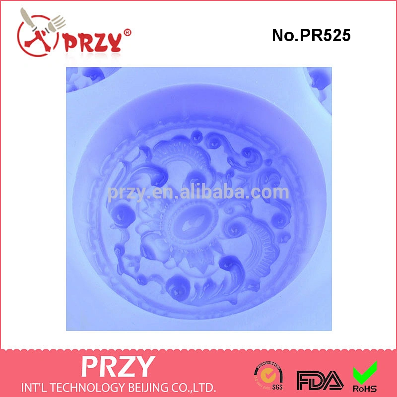 PR525 Round silicone soap mold 6 cavity soap tray silicone mold for soap making