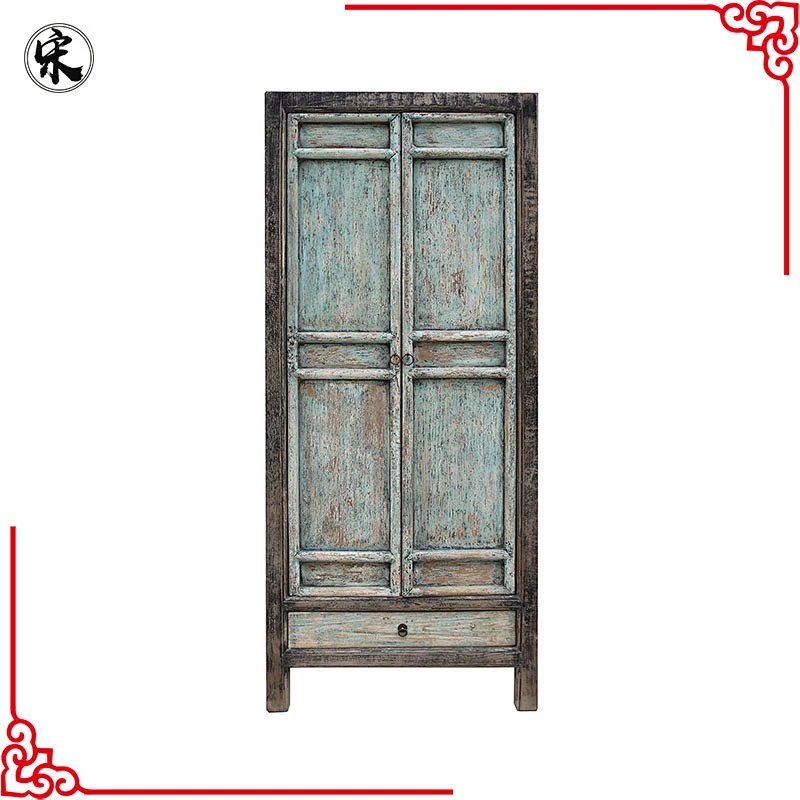wholesale hotsale chinese oriental vintage distressed shabby chic old door new frame wardrobe, bedroom furniture