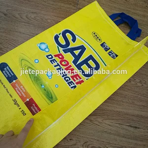 Customized pp woven pouch detergent plastic bag with handle