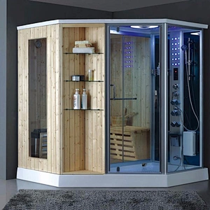 Foshan factory wood wet dry combination sauna room home sauna room