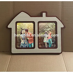 wooden house-shaped photo frame with trouble frame