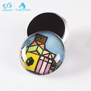 Quality custom sticker souvenir crystal glass circular fridge magnet
