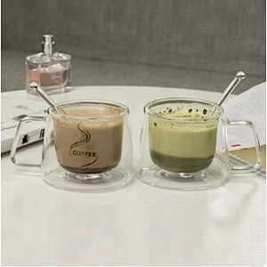 200ml Logo Customized High Borosilicate Heat-resistant Transparent Double Wall Glass Coffee Cup /Creative Coffee Mug