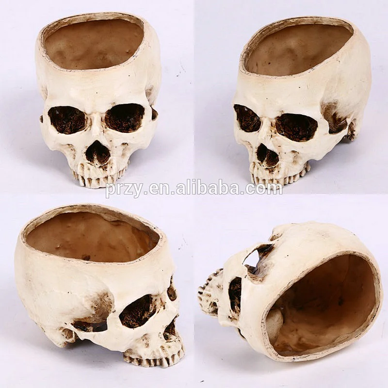 S9136 Food grade 3D skull silicone for halloween skull vase mould for cement desk decortaive mould