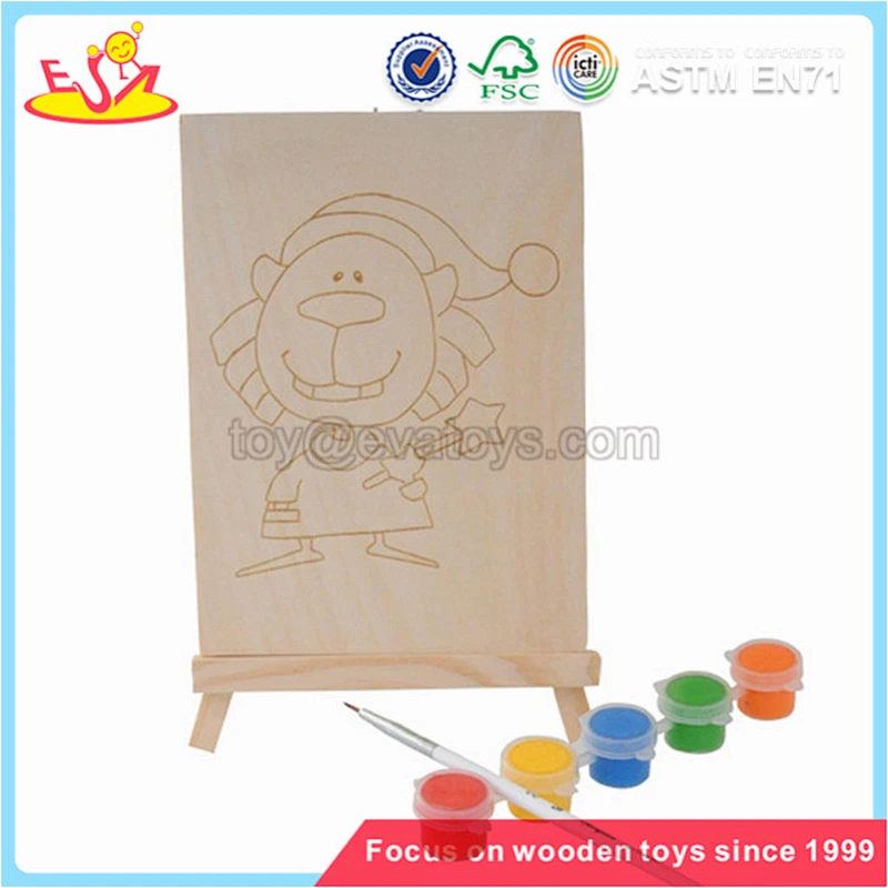 Wholesale high quality creative art teaching DIY kids handwork wooden painting set W03A046