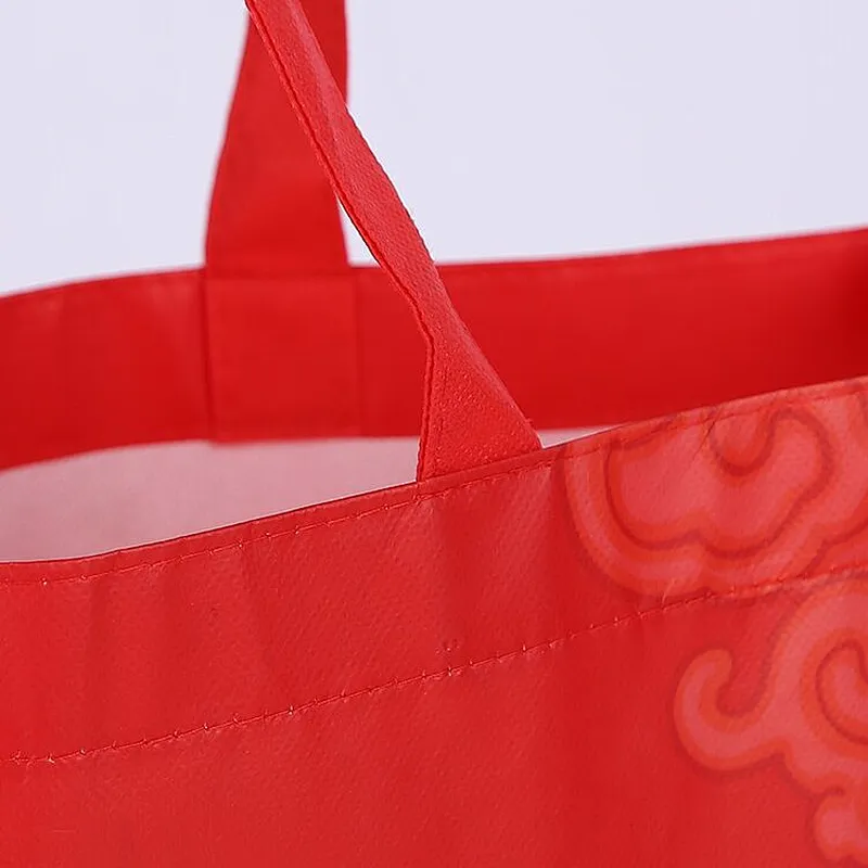 Wholesale red non-woven bag can stand for rice packaging