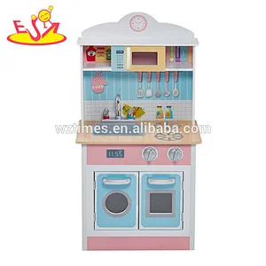 Nuevo diseño de niñas de madera rosa que cocinan juguetes para el juego de simulación W10C329