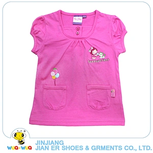 Customized size top fashion 0-24M kids girls short sleeve t shirt