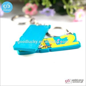 New design custom 3d cartoon plastic rubber key ring pvc keychain