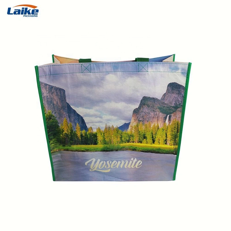 Promotional  custom pp coated  laminated printed recycled plastic pp grocery non woven shopping bag eco-friendly