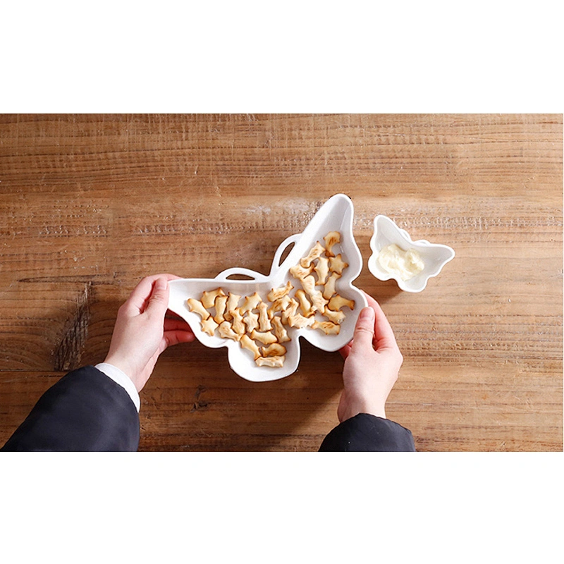 Children's lunch dish butterfly ceramic plate candy color for student