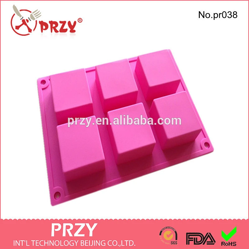PR038 square soap mold six cavity square handmade silicone mold for soap cake square moulds