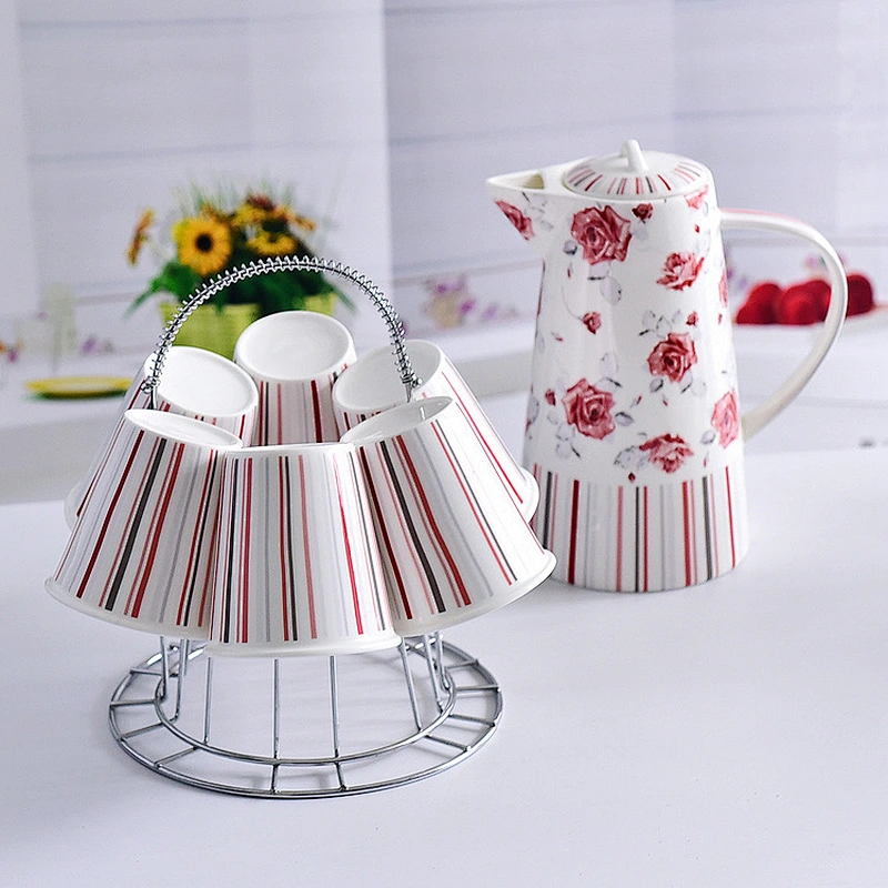 Colourful rose flower pattern pot heat-resistant water bottle sets for logo custom