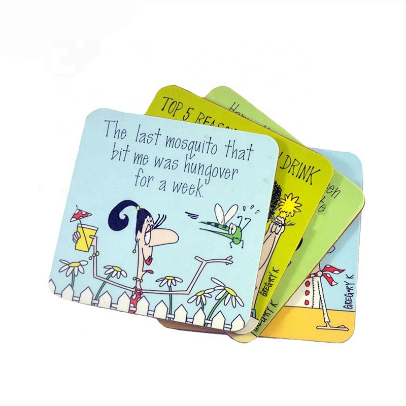 Custom printed wooden bar cup pad beer drinks coasters