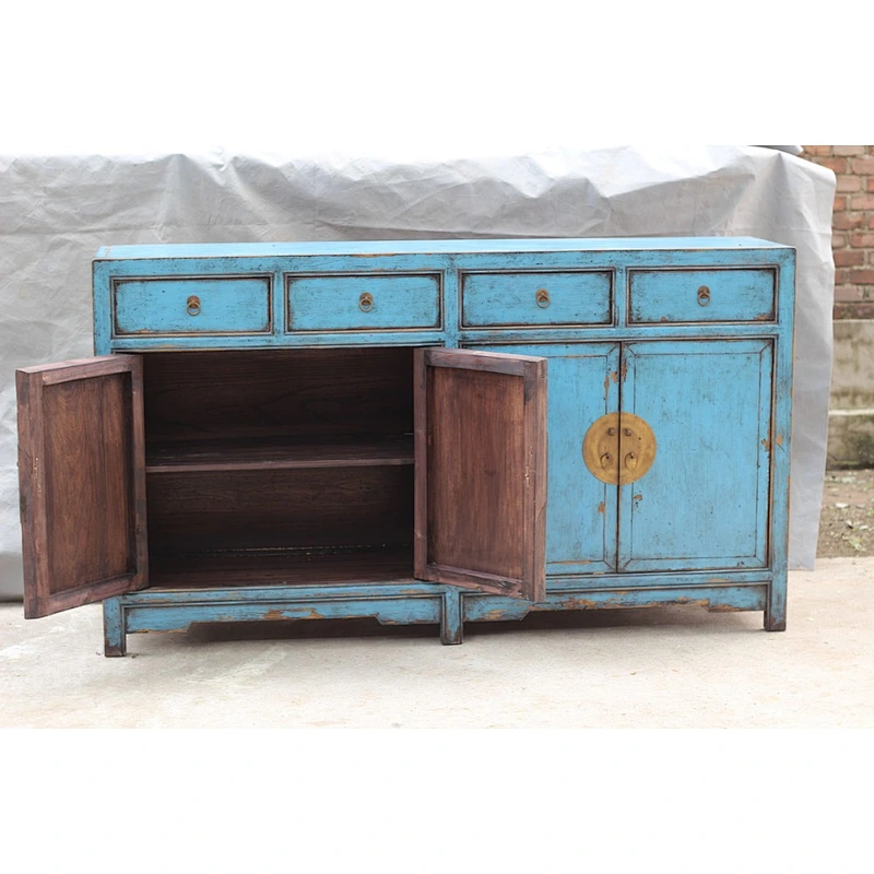 cheap chinese furniture Blue four door four drawer box antique cabinet living room furniture
