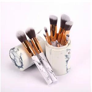 10 sets of Professional white Makeup Brushes Marbling Handle Eye Shadow Eyebrow Lip Eye Make Up Brush
