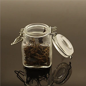 3 oz Square Shape Airtight Mini Glass jar Candle Packing Jar Spice jar with Hinged Lid