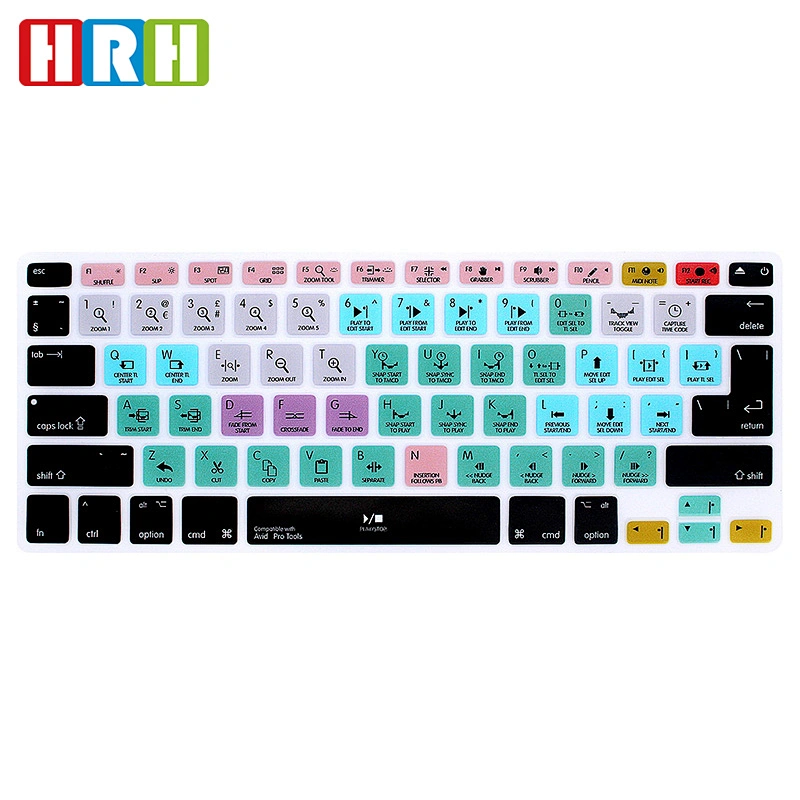 Hot Amazon avid Pro Tools Hotkeys shortcuts keyboard skin Custom Silicone Keyboard Cover For macbook pro 13 cover