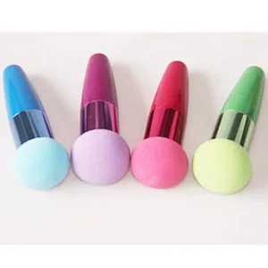 Best selling foundation cosmetic powder puff with metal handle flawless smooth makeup sponge blender