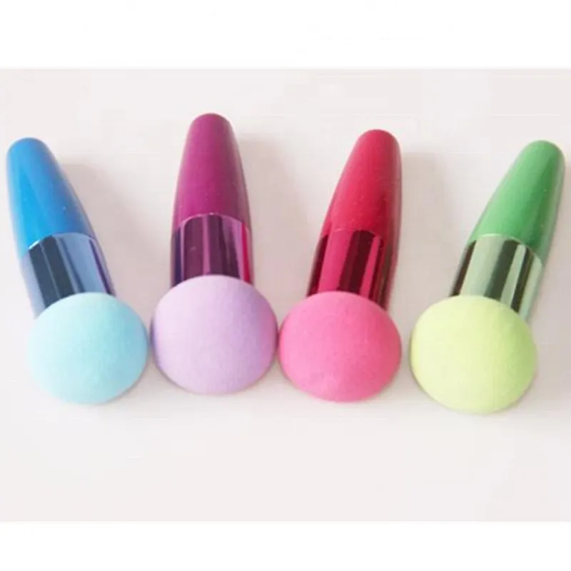 Best selling foundation cosmetic powder puff with metal handle flawless smooth makeup sponge blender