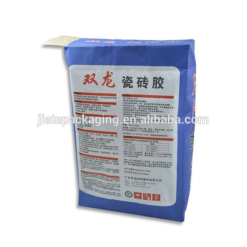 block bottom kraft paper cement, putty powder, tile adhesive ceramic glue packaging bags 25kg 20kg