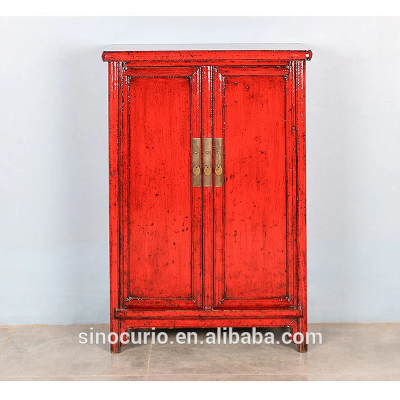 vintage style distress finish solid wooden cabinet