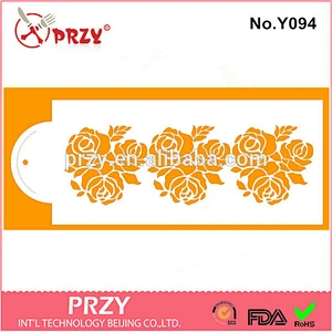 Eco-friendly Y094 high quality rose shape decorative cake stencils