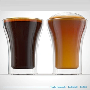 Guangzhou manufactory best selling products double wall tea glass flashlight mug & glass coffee cup with handle