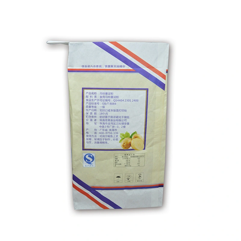 10kg 15kg 25kg potato starch packing paper bags with valve port for wholesale