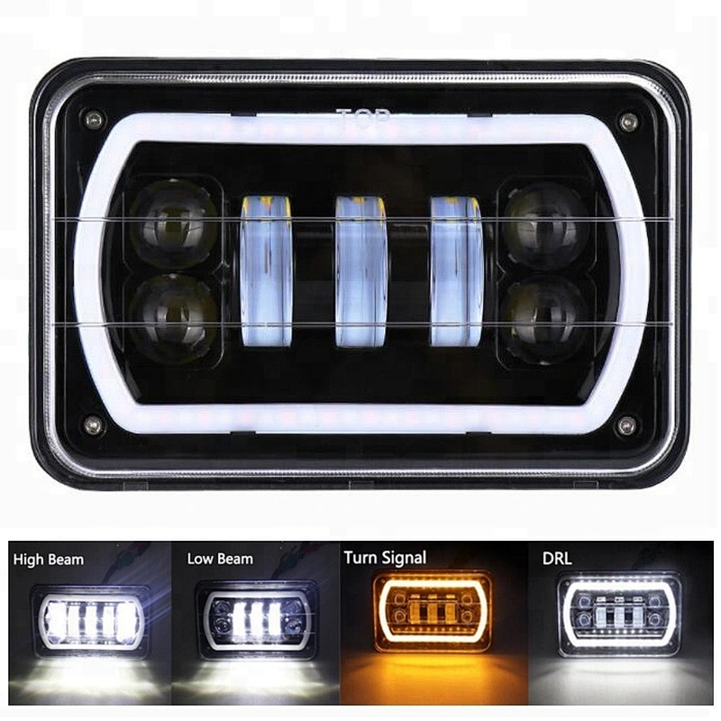 Lightech 4x6 5inch Jeep wrangler led lights DRL High Low Halo Ring headlight