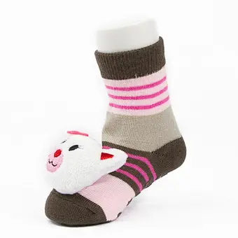 Autumn Winter wholesale kids manufacturers Newborn non slip floor lovely cartoon cat bear coral velvet Baby shoe Socks