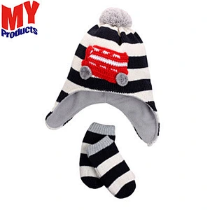 Sweet Warm Winter Kids Knitted Socks And Hat Set Wholesale
