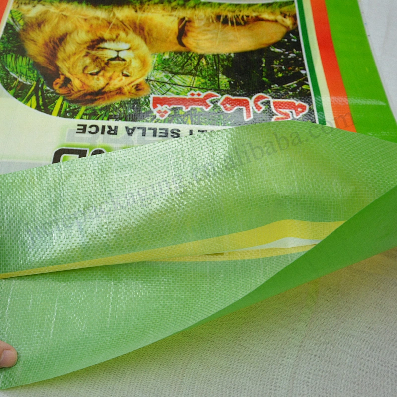 Green transparent virgin pp woven rice bag 25kg packaging