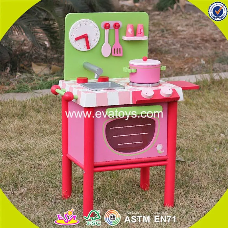 New design mini pink wooden small toy kitchen for girls pretend play W10C269