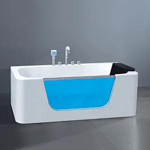 1700*800*600mm Tempered Glass Reinforced Side Small Bathroom Acrylic Bathtub