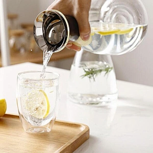 High quality 1000ml 1L capacity juices bottle clear glass cold water bottle for home&garden