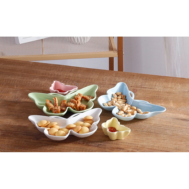 Popularly Butterfly dish ceramic snack plate for children