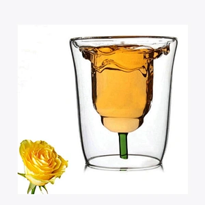 rose flower beer glass mug transparent double wall wine cup beer coffee mug bar beach drink ware for friend birthday gift