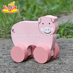 2018 New design baby wheels wooden pig toys best sale kids wooden pig toys top fashion children wooden pig toys W04A321
